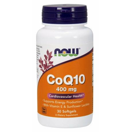 Koenzym Q10 NOW Foods CoQ10 with Vitamin E & Sunflower Lecithin 400 mg 30 softgels - Sklep Witaminki.pl