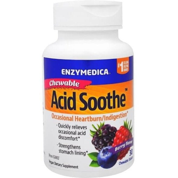 Kompleks enzymów trawiennych Enzymedica Acid Soothe Berry 30 chewables - Sklep Witaminki.pl