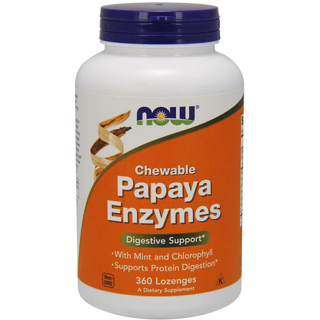 Kompleks enzymów trawiennych NOW Foods Papaya Enzymes Chewable 360 lozenges - Sklep Witaminki.pl