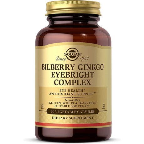 Kompleks na wzrok Solgar Bilberry Ginkgo Eyebright Complex 60 vcaps - Sklep Witaminki.pl