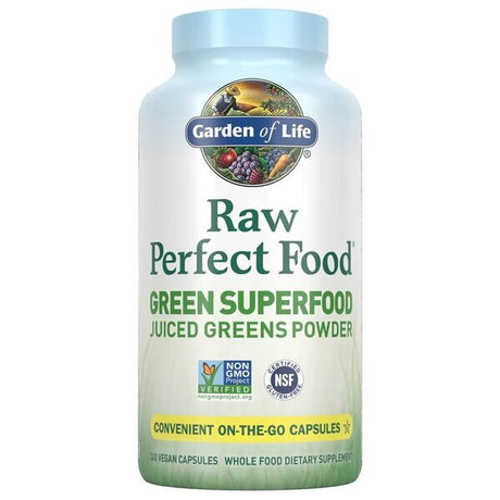 Kompleks Superfoods Garden of Life Raw Perfect Food Green Superfood Juiced Greens Powder 240 vcaps - Sklep Witaminki.pl