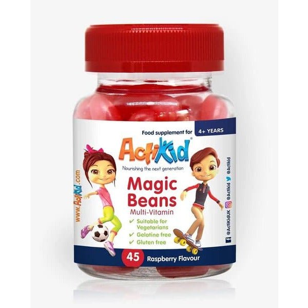 Kompleks witamin dla dzieci ActiKid Magic Beans Multi-Vitamin 45 gummies Raspberry - Sklep Witaminki.pl