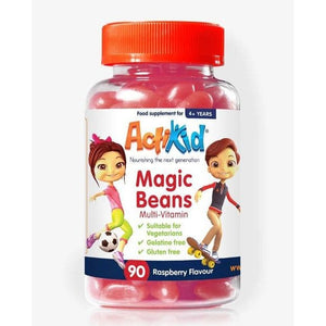 Kompleks witamin dla dzieci ActiKid Magic Beans Multi-Vitamin 90 gummies Raspberry - Sklep Witaminki.pl