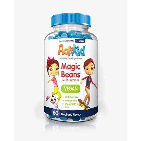 Kompleks witamin dla dzieci ActiKid Magic Beans Multi-Vitamin VEGAN 60 beans Blueberry - Sklep Witaminki.pl