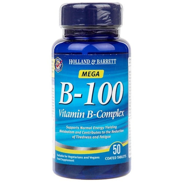 Kompleks witamin z grupy B Holland & Barrett Mega B-100 Vitamin B Complex 50 caplets - Sklep Witaminki.pl