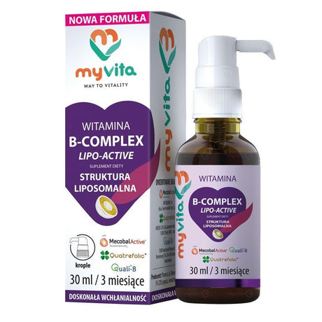 Kompleks witamin z grupy B MyVita Witamina B-Complex Lipo-Active Struktura liposomalna 30 ml - Sklep Witaminki.pl
