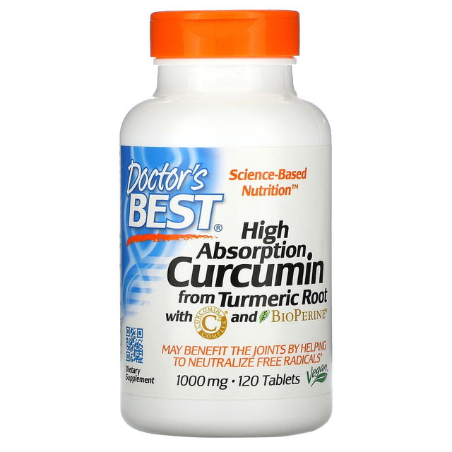 Kurkumina Doctor's BEST High Absorption Curcumin From Turmeric Root with C3 Complex & BioPerine 1000 mg 120 tabs - Sklep Witaminki.pl
