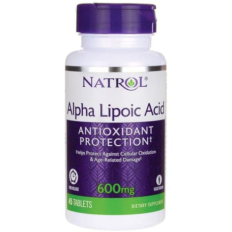 Kwas Alfa Liponowy Natrol Alpha Lipoic Acid Time Release 600 mg 45 tabs - Sklep Witaminki.pl