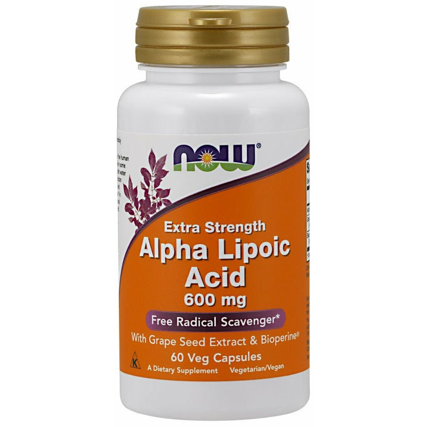 Kwas Alfa Liponowy NOW Foods Alpha Lipoic Acid with Grape Seed Extract & Bioperine 600 mg 60 vcaps - Sklep Witaminki.pl