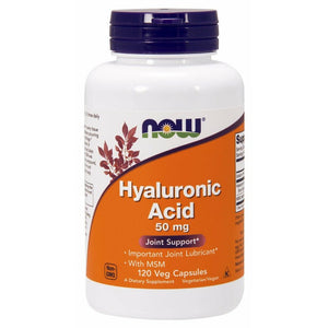 Kwas Hialuronowy NOW Foods Hyaluronic Acid with MSM 50 mg 120 vcaps - Sklep Witaminki.pl