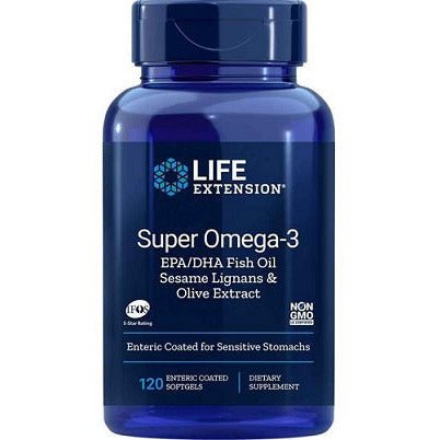 Kwasy Omega 3-6-9 Life Extension Super Omega-3 EPA/DHA with Sesame Lignans & Olive Extract 120 enteric coated softgels - Sklep Witaminki.pl