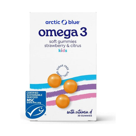 Kwasy Omega-3 dla Dzieci Arctic Blue Omega 3 Kids Soft Gummies with Vitamin D 30 gummies Strawberry & Citrus - Sklep Witaminki.pl
