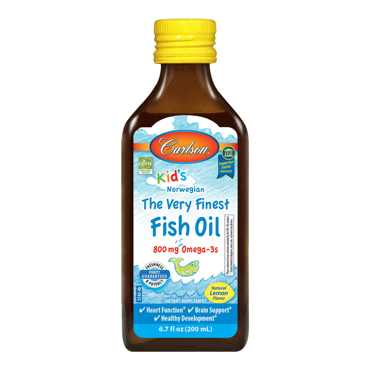 Kwasy Omega-3 dla Dzieci Carlson Labs Kid's The Very Finest Fish Oil 800mg Omega-3 200 ml Lemon - Sklep Witaminki.pl