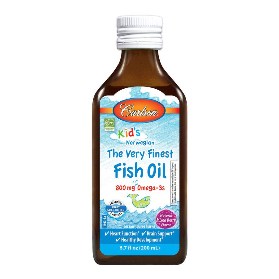 Kwasy Omega-3 dla Dzieci Carlson Labs Kid's The Very Finest Fish Oil 800mg Omega-3 200 ml Natural Mixed Berry - Sklep Witaminki.pl