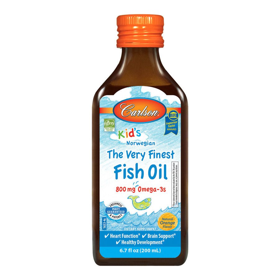 Kwasy Omega-3 dla Dzieci Carlson Labs Kid's The Very Finest Fish Oil 800mg Omega-3 200 ml Orange - Sklep Witaminki.pl