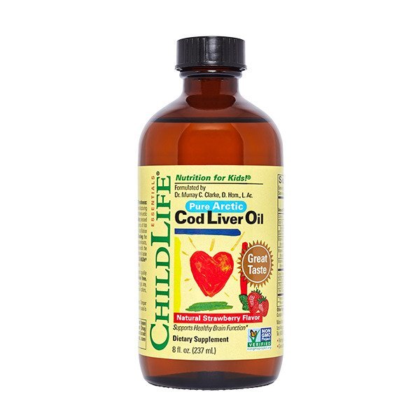 Kwasy Omega-3 dla Dzieci Child Life Pure Arctic Cod Liver Oil Natural Strawberry 237 ml - Sklep Witaminki.pl