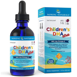 Kwasy Omega-3 dla Dzieci Nordic Naturals Children's DHA Xtra Liquid 60 ml Jagoda - Sklep Witaminki.pl