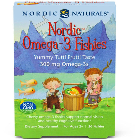 Kwasy Omega-3 dla Dzieci Nordic Naturals Nordic Omega-3 Fishies 36 softgels Wieloowocowy - Sklep Witaminki.pl