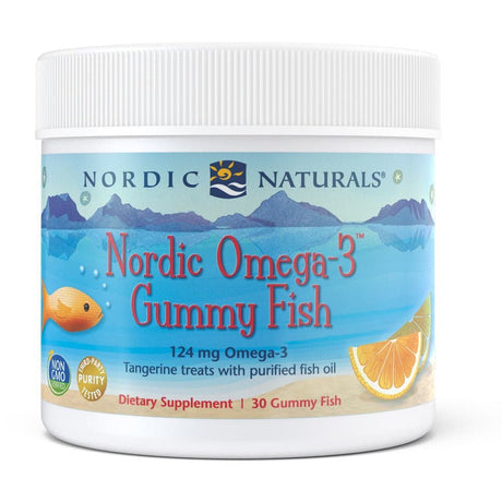 Kwasy Omega-3 dla Dzieci Nordic Naturals Nordic Omega-3 Gummy Fish 30 gummies Mandarynka - Sklep Witaminki.pl