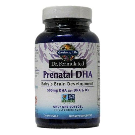 Kwasy Omega-3 dla kobiet w ciąży Garden of Life Dr. Formulated Prenatal DHA 30 softgels Banana Nut Bread - Sklep Witaminki.pl
