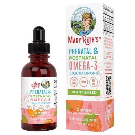 Kwasy Omega-3 dla kobiet w ciąży MaryRuth Organics Prenatal & Postnatal Omega-3 Liquid Drops Orange 60 ml - Sklep Witaminki.pl