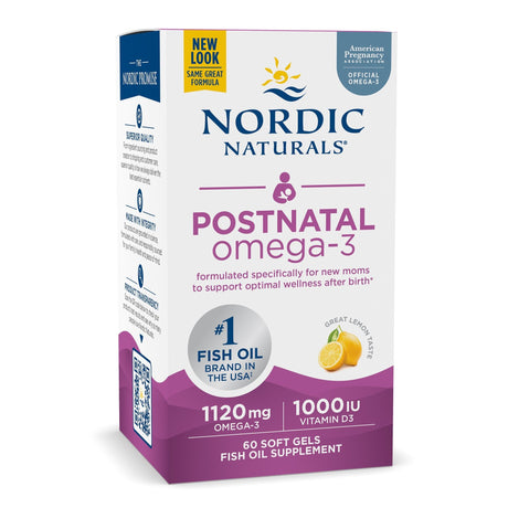 Kwasy Omega-3 dla kobiet w ciąży Nordic Naturals Postnatal Omega-3 1120mg Lemon 60 softgels - Sklep Witaminki.pl
