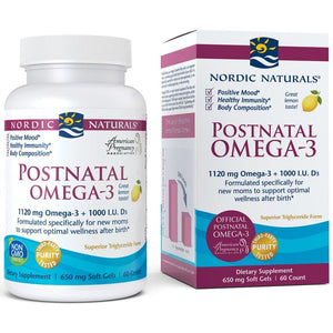 Kwasy Omega-3 dla kobiet w ciąży Nordic Naturals Postnatal Omega-3 1120mg Lemon 60 softgels - Sklep Witaminki.pl