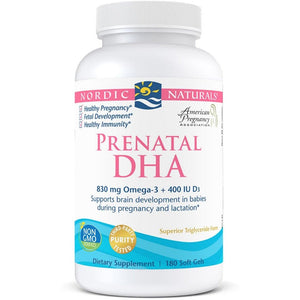 Kwasy Omega-3 dla kobiet w ciąży Nordic Naturals Prenatal DHA 180 softgels Bezsmakowy - Sklep Witaminki.pl