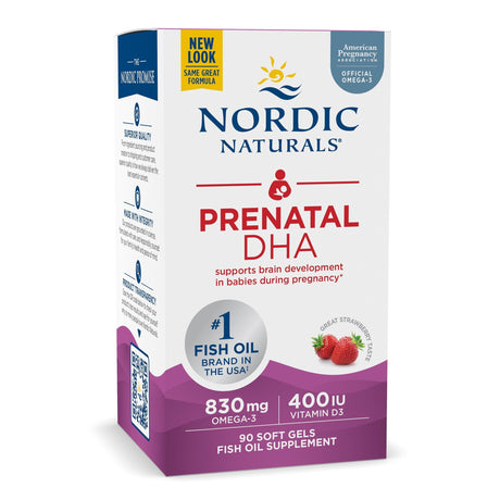 Kwasy Omega-3 dla kobiet w ciąży Nordic Naturals Prenatal DHA 90 softgels Truskawka - Sklep Witaminki.pl
