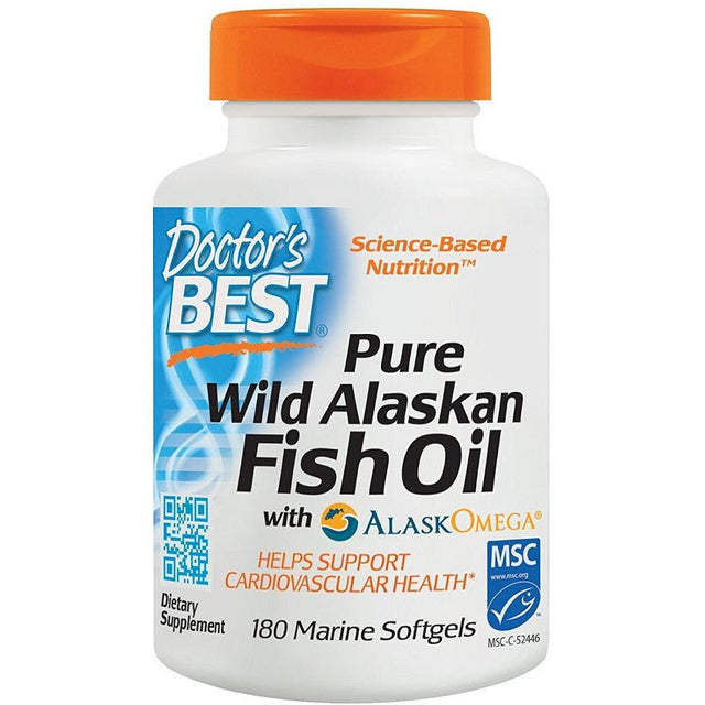 Kwasy Omega-3 Doctor's BEST Pure Wild Alaskan Fish Oil with AlaskOmega 180 softgels - Sklep Witaminki.pl