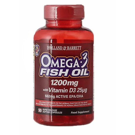 Kwasy Omega-3 Holland & Barrett Omega 3 1200 mg with Vitamin D3 90 softgels - Sklep Witaminki.pl