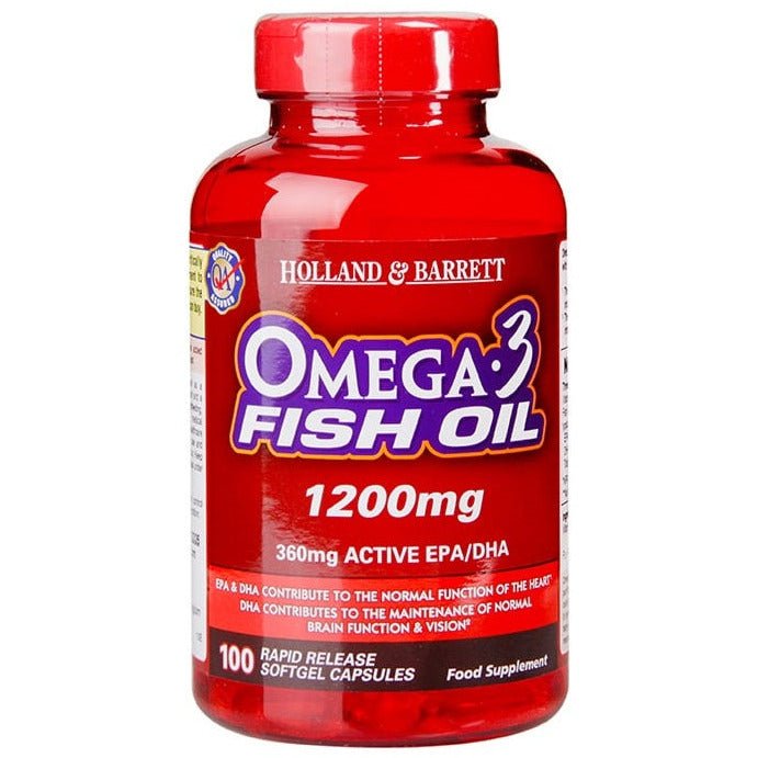 Kwasy Omega-3 Holland & Barrett Omega 3 Fish Oil 1200mg 100 softgels - Sklep Witaminki.pl