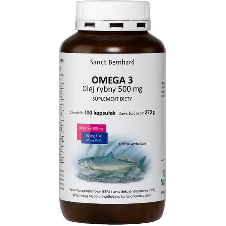 Kwasy Omega-3 Kräuterhaus OMEGA 3 Olej rybny 500 mg 400 caps - Sklep Witaminki.pl