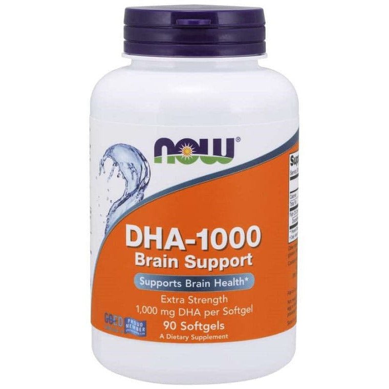 Kwasy Omega-3 na pamięć i koncentrację NOW Foods DHA-1000 Brain Support 90 softgels - Sklep Witaminki.pl