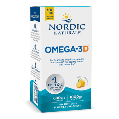 Kwasy Omega-3 Nordic Naturals Omega-3D Softgels 120 softgels Cytryna - Sklep Witaminki.pl