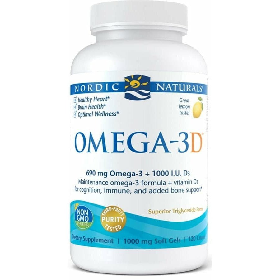 Kwasy Omega-3 Nordic Naturals Omega-3D Softgels 120 softgels Cytryna - Sklep Witaminki.pl