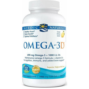 Kwasy Omega-3 Nordic Naturals Omega-3D Softgels 120 softgels Cytryna - Sklep Witaminki.pl