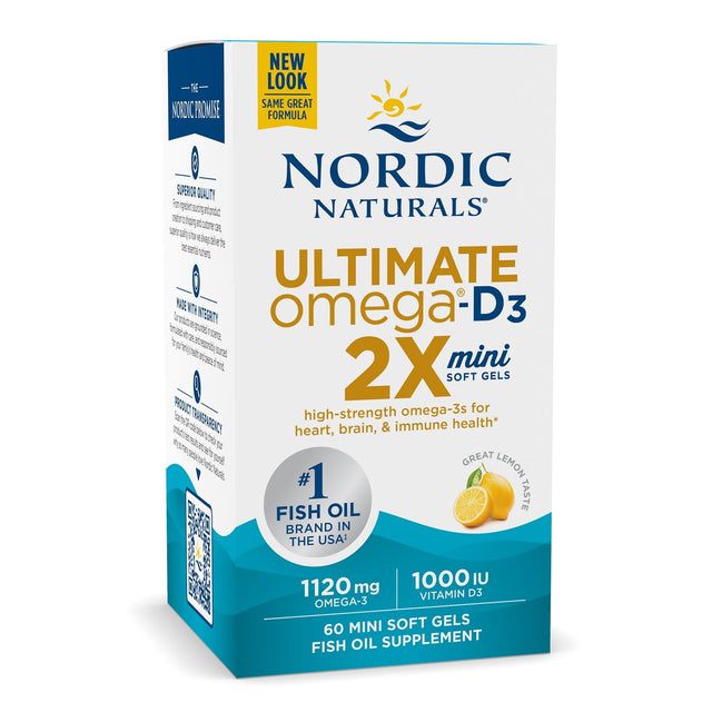 Kwasy Omega-3 Nordic Naturals Ultimate Omega 2X Mini with Vitamin D3 60 softgels Lemon - Sklep Witaminki.pl