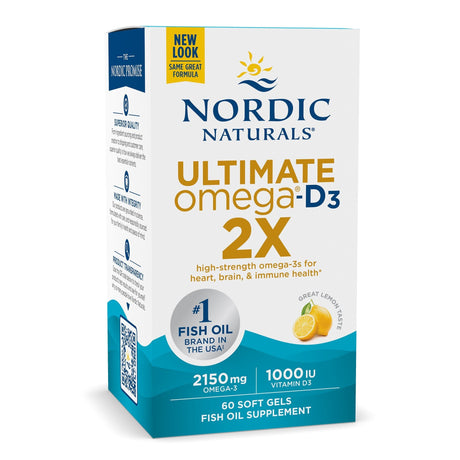 Kwasy Omega-3 Nordic Naturals Ultimate Omega 2X with Vitamin D3 60 softgels Cytryna - Sklep Witaminki.pl