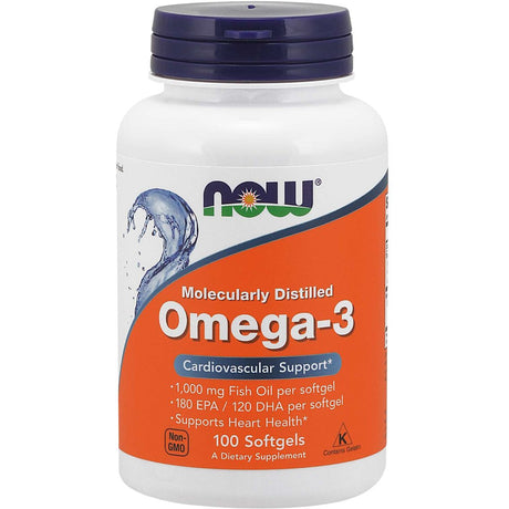 Kwasy Omega-3 NOW Foods Omega-3 Molecularly Distilled 100 softgels - Sklep Witaminki.pl