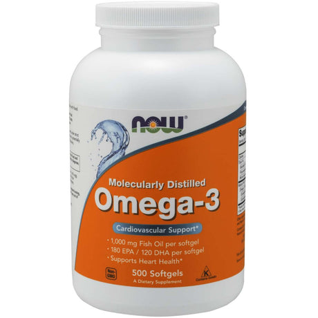 Kwasy Omega-3 NOW Foods Omega-3 Molecularly Distilled 500 softgels - Sklep Witaminki.pl