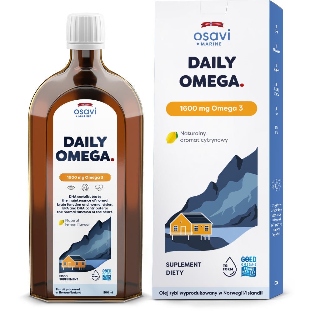 Kwasy Omega-3 Osavi Daily Omega 1600mg Omega 3 Cytryna 500 ml - Sklep Witaminki.pl