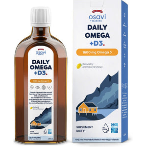 Kwasy Omega-3 Osavi Daily Omega + D3 1600mg Omega 3 Cytryna 250 ml - Sklep Witaminki.pl