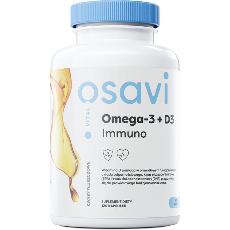 Kwasy Omega-3 Osavi Omega-3 + D3 Immuno Cytryna 120 softgels - Sklep Witaminki.pl