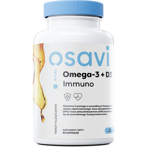 Kwasy Omega-3 Osavi Omega-3 + D3 Immuno Cytryna 60 softgels - Sklep Witaminki.pl