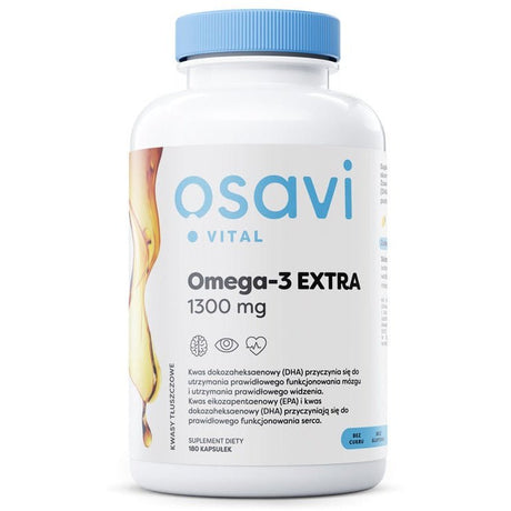 Kwasy Omega-3 Osavi Omega-3 Extra 1300mg Cytryna 180 softgels - Sklep Witaminki.pl