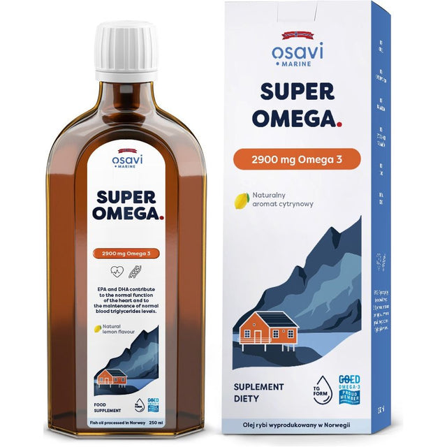 Kwasy Omega-3 Osavi Super Omega (Marine) 2900mg Omega 3 Cytryna 250 ml - Sklep Witaminki.pl