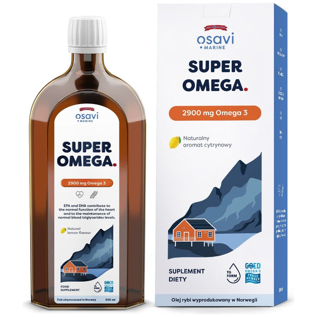 Kwasy Omega-3 Osavi Super Omega (Marine) 2900mg Omega 3 Cytryna 500 ml - Sklep Witaminki.pl