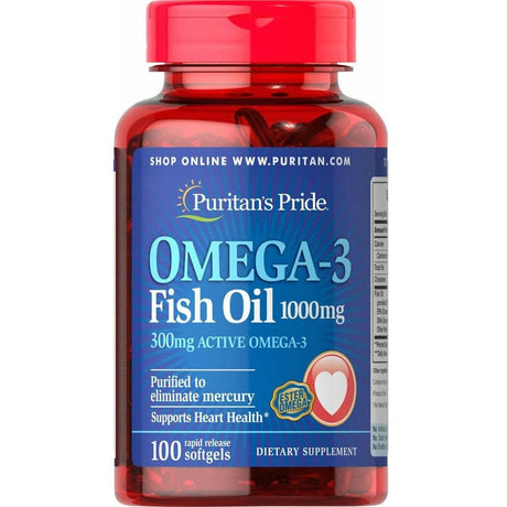 Kwasy Omega-3 Puritan's Pride OMEGA-3 Fish Oil 1000 mg 100 softgels - Sklep Witaminki.pl