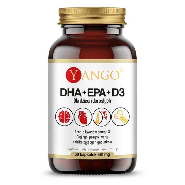 Kwasy Omega-3 Yango DHA + EPA + D3 60 caps - Sklep Witaminki.pl